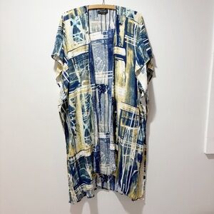 Jams World 60 Year Anniversary Kimono Jacket One Size Blue Abstract Art Hawaiian